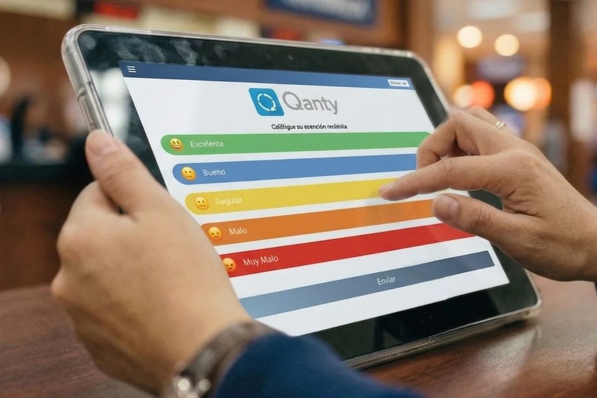 Persona calificando un servicio con estrellas